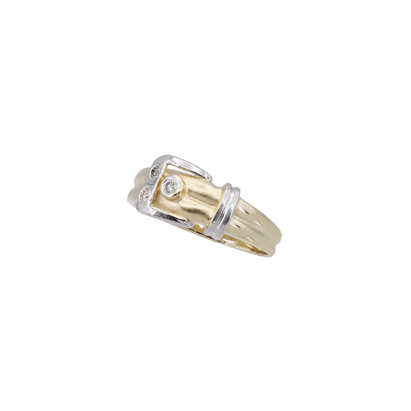 14k Gold Diamond Belt Buckle Ring