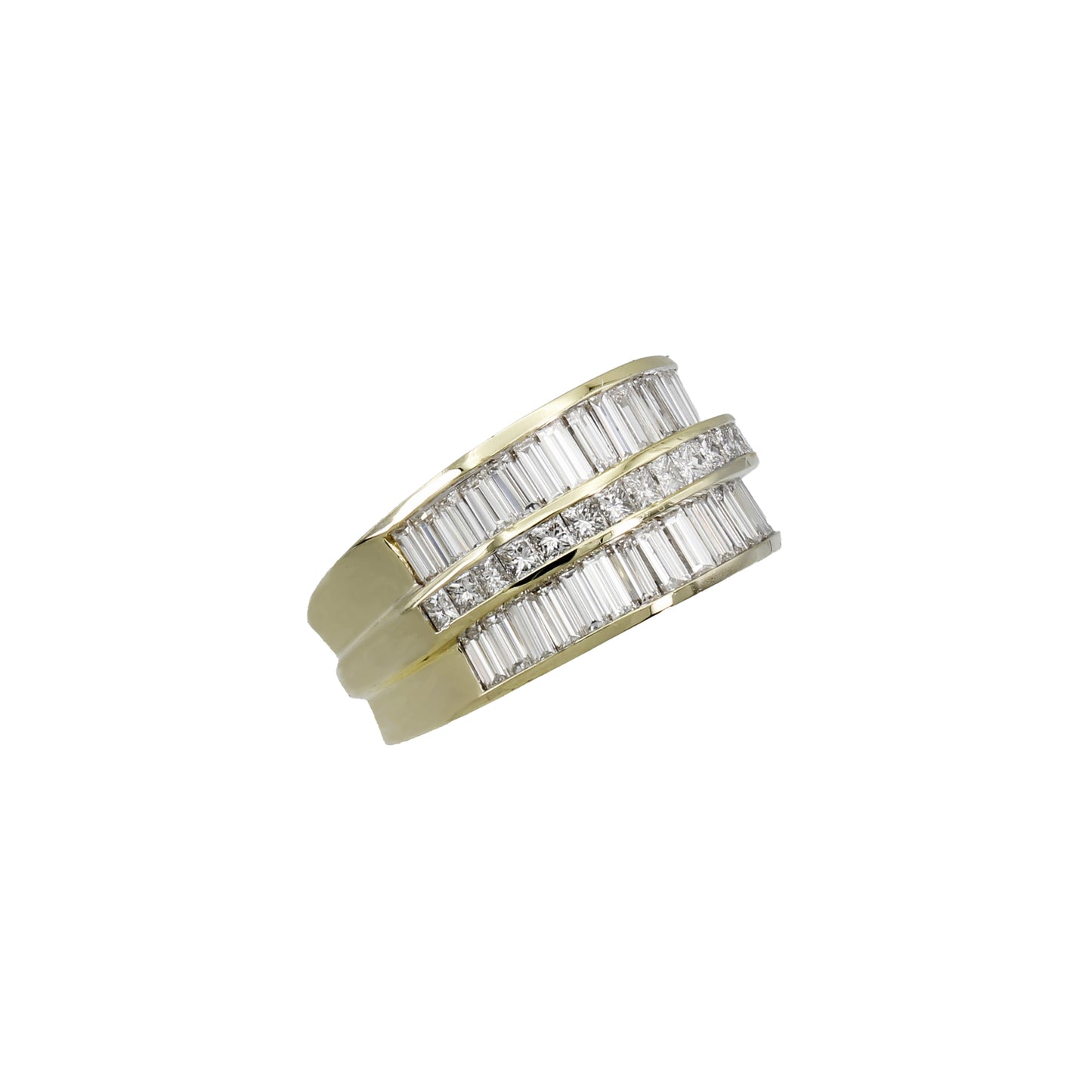 18k Yellow Gold Baguette & Princess-Cut Diamond Band Ring