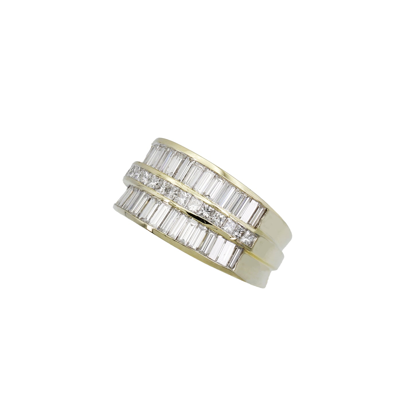 18k Yellow Gold Baguette & Princess-Cut Diamond Band Ring