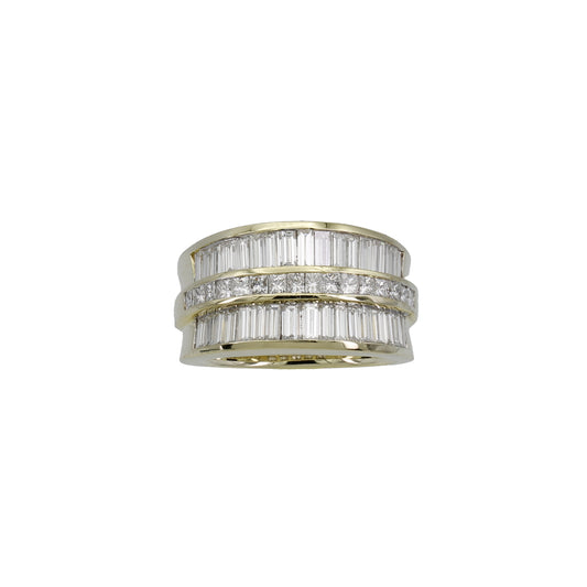 18k Yellow Gold Baguette & Princess-Cut Diamond Band Ring