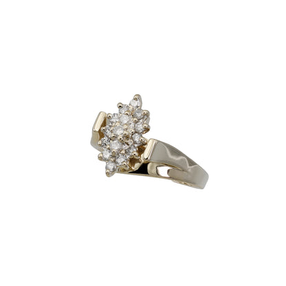 14k Yellow Gold Marquise Shaped Diamond Cluster Cocktail Ring