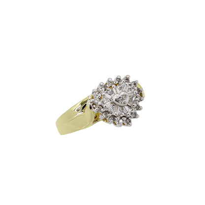 14k Yellow Gold Baguette & Round Diamond Heart Ring