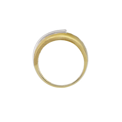 14k Two-Tone Gold Brushed Baguette & Round Diamond Band Ring