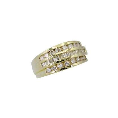 14k Yellow Gold Channel-Set Baguette & Round Diamond Ring