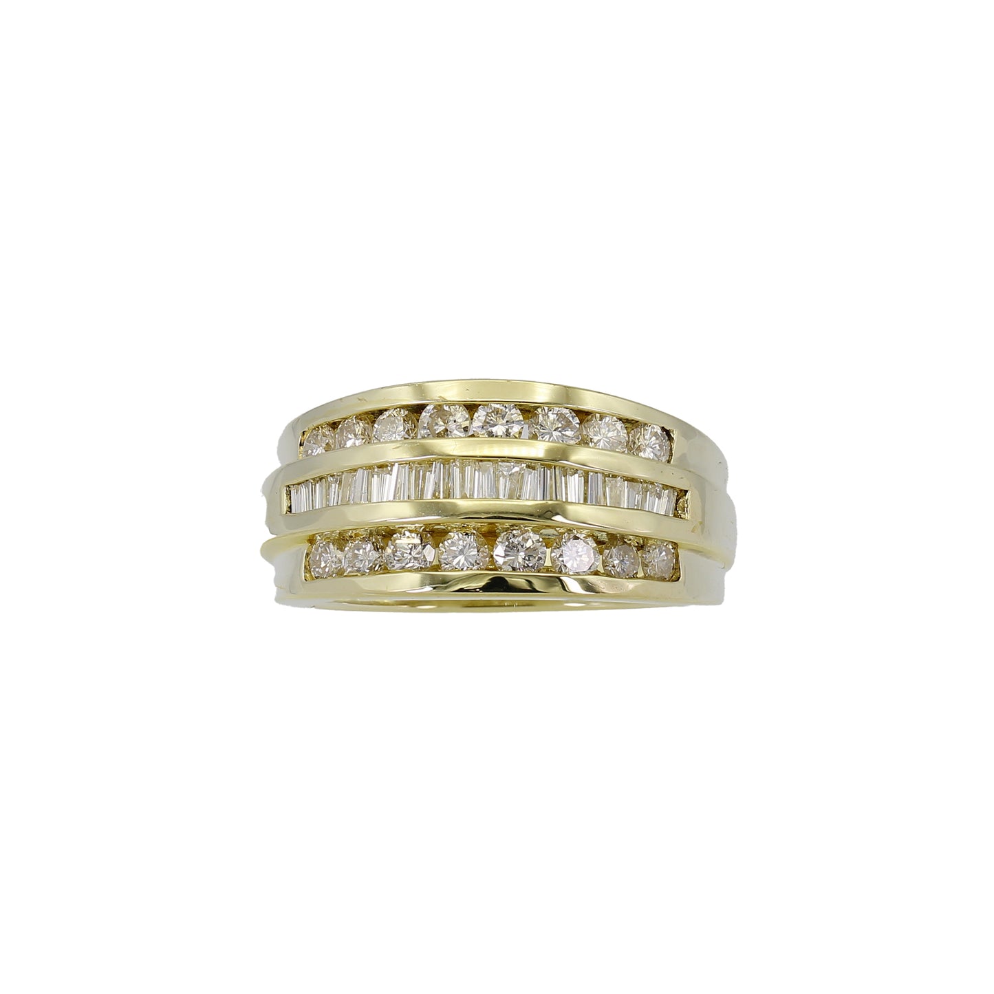 14k Yellow Gold Channel-Set Baguette & Round Diamond Ring