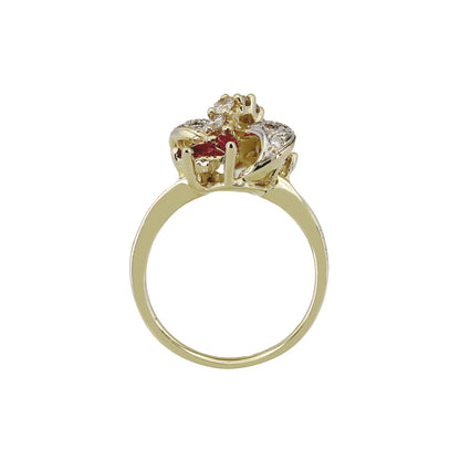 14k Yellow Gold Diamond & Ruby Cocktail Ring