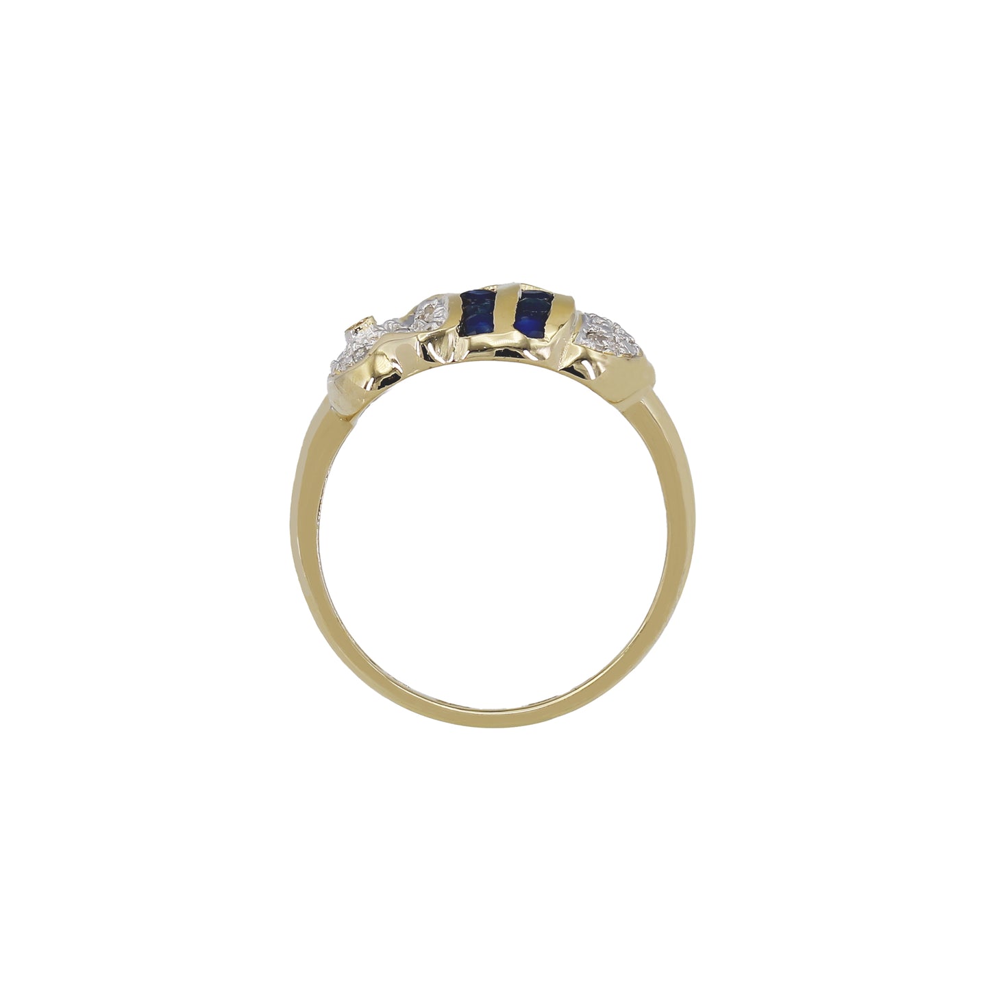 14k Yellow Gold Diamond & Sapphire Elephant Ring