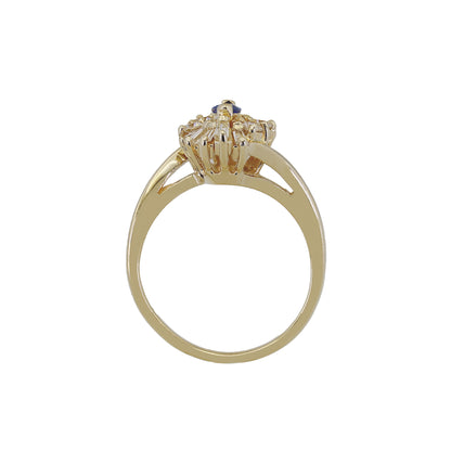 14k Yellow Gold Diamond & Sapphire Cocktail Ring