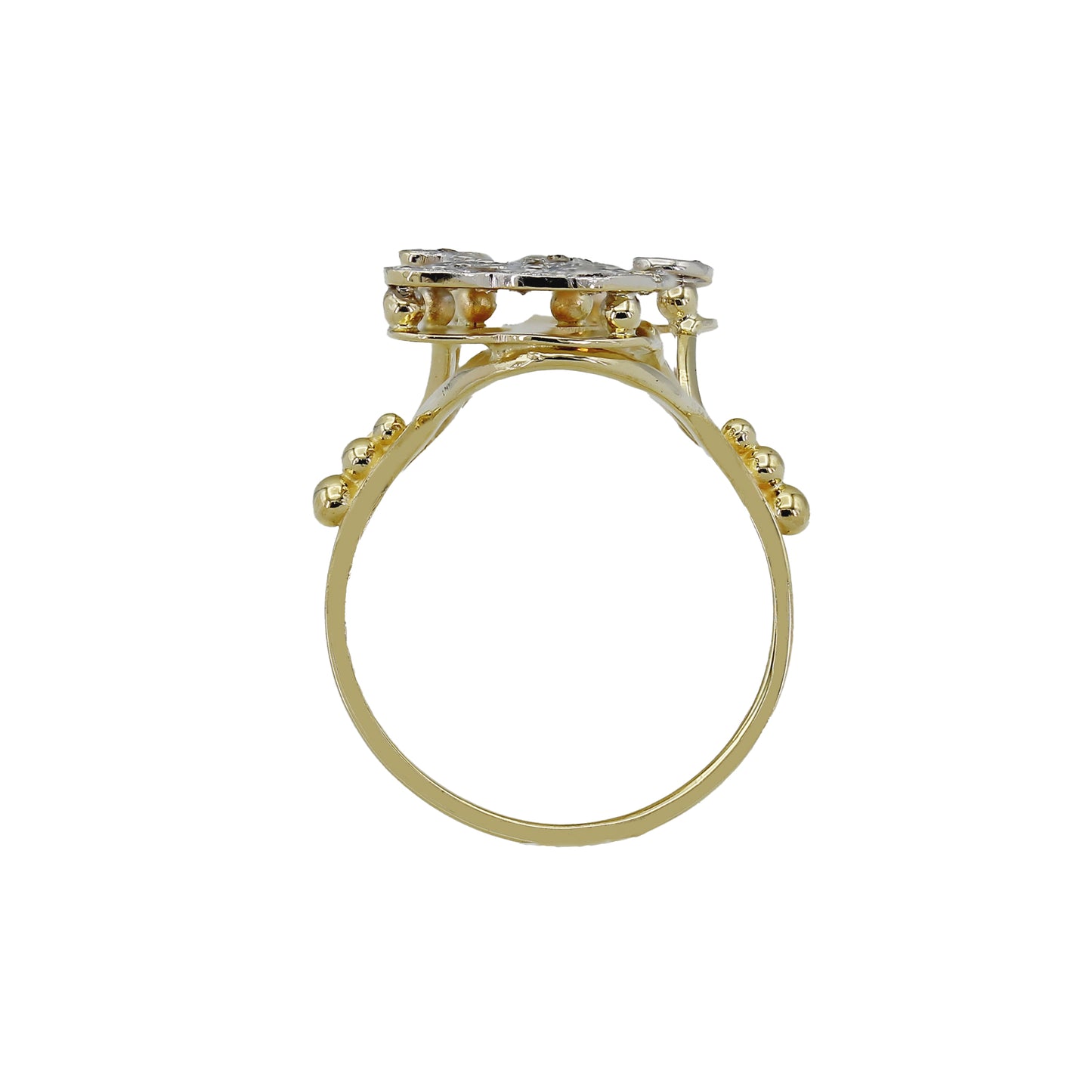 14k Yellow Gold Diamond  'R' Initial Ring