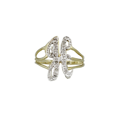 14k Yellow Gold Small Diamond Initial Rings