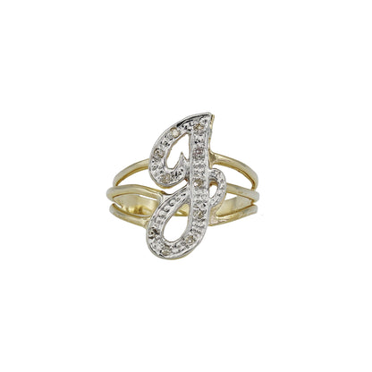 14k Yellow Gold Small Diamond Initial Rings