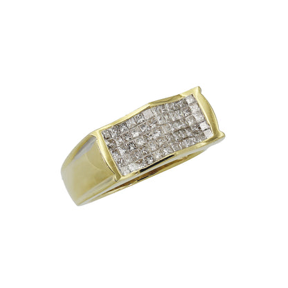 14k Yellow Gold Fancy Princess-Cut Invisible-Setting Diamond Ring