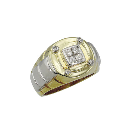 14k Two-Tone Gold Fancy Princess-Cut Invisible-Setting Diamond Ring