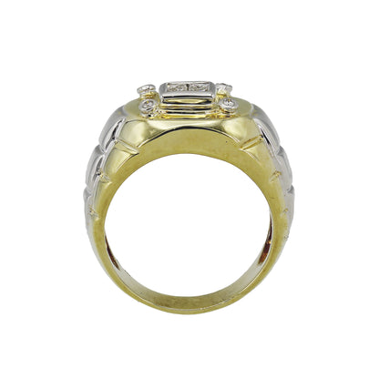 14k Two-Tone Gold Fancy Princess-Cut Invisible-Setting Diamond Ring