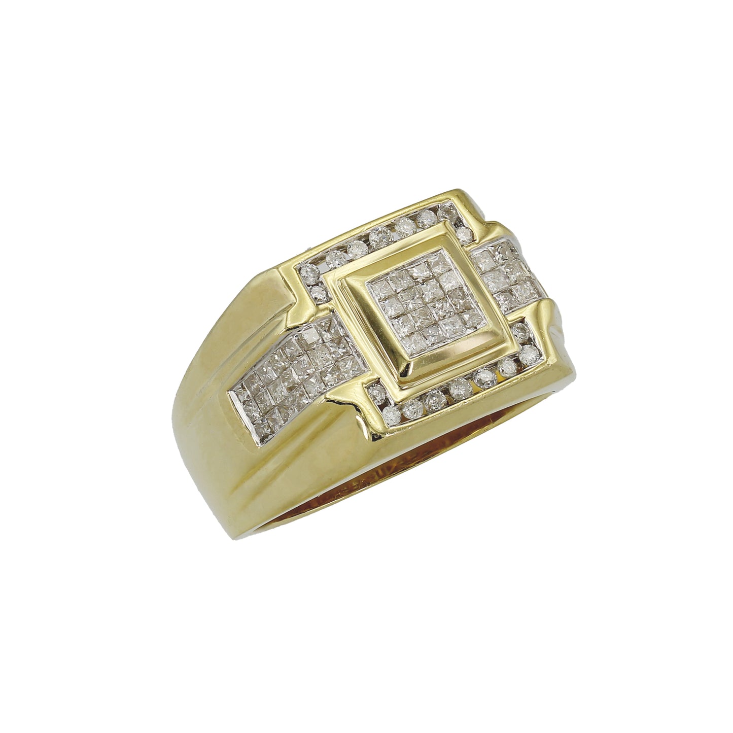 14k Yellow Gold Fancy Princess-Cut Invisible-Setting Diamond Ring