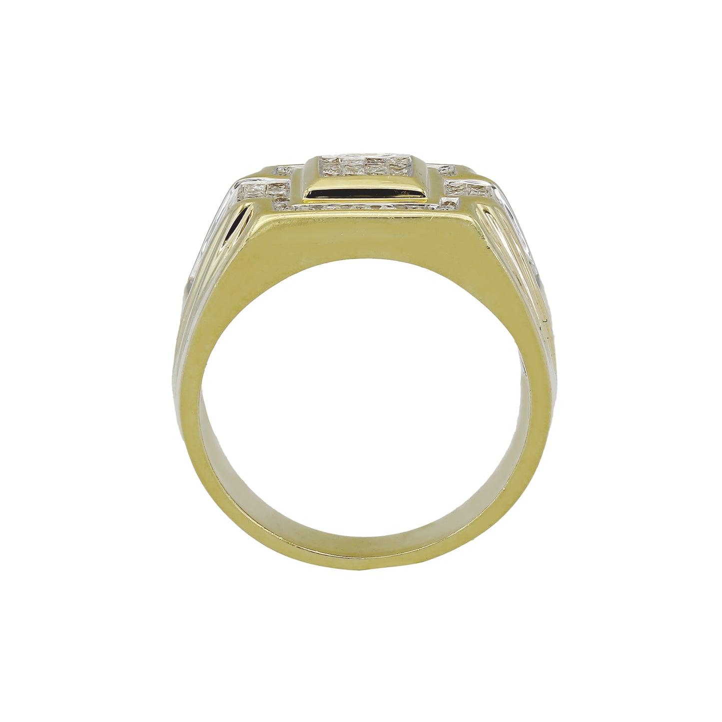 14k Yellow Gold Fancy Princess-Cut Invisible-Setting Diamond Ring