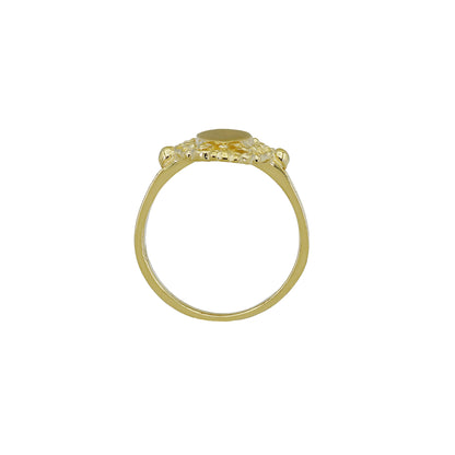 14k Yellow Gold Children's Filigree Marquise Shaped Signet Ring