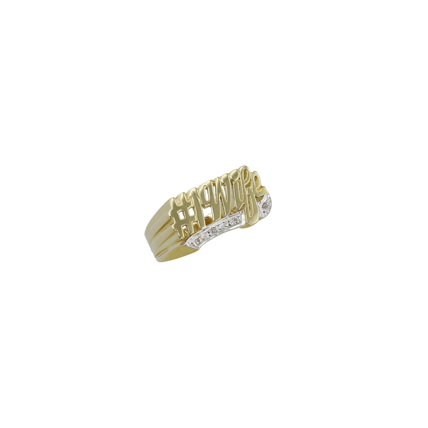 14k Yellow Gold Diamond #1 Wife Name Ring