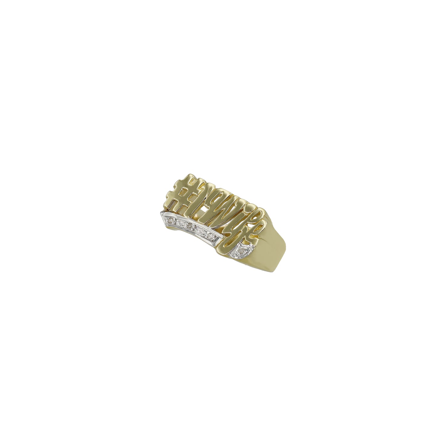 14k Yellow Gold Diamond #1 Wife Name Ring