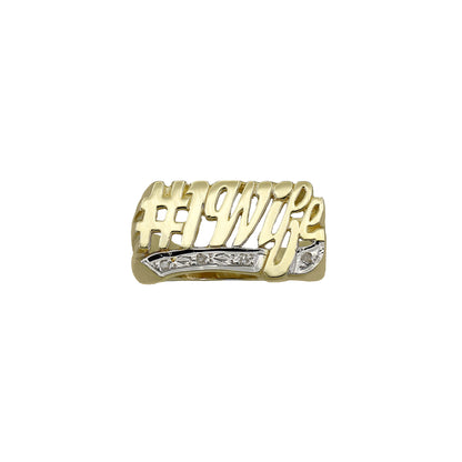 14k Yellow Gold Diamond #1 Wife Name Ring