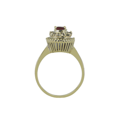 14k Yellow Gold Diamond & Oval-Cut Ruby Cocktail Ring