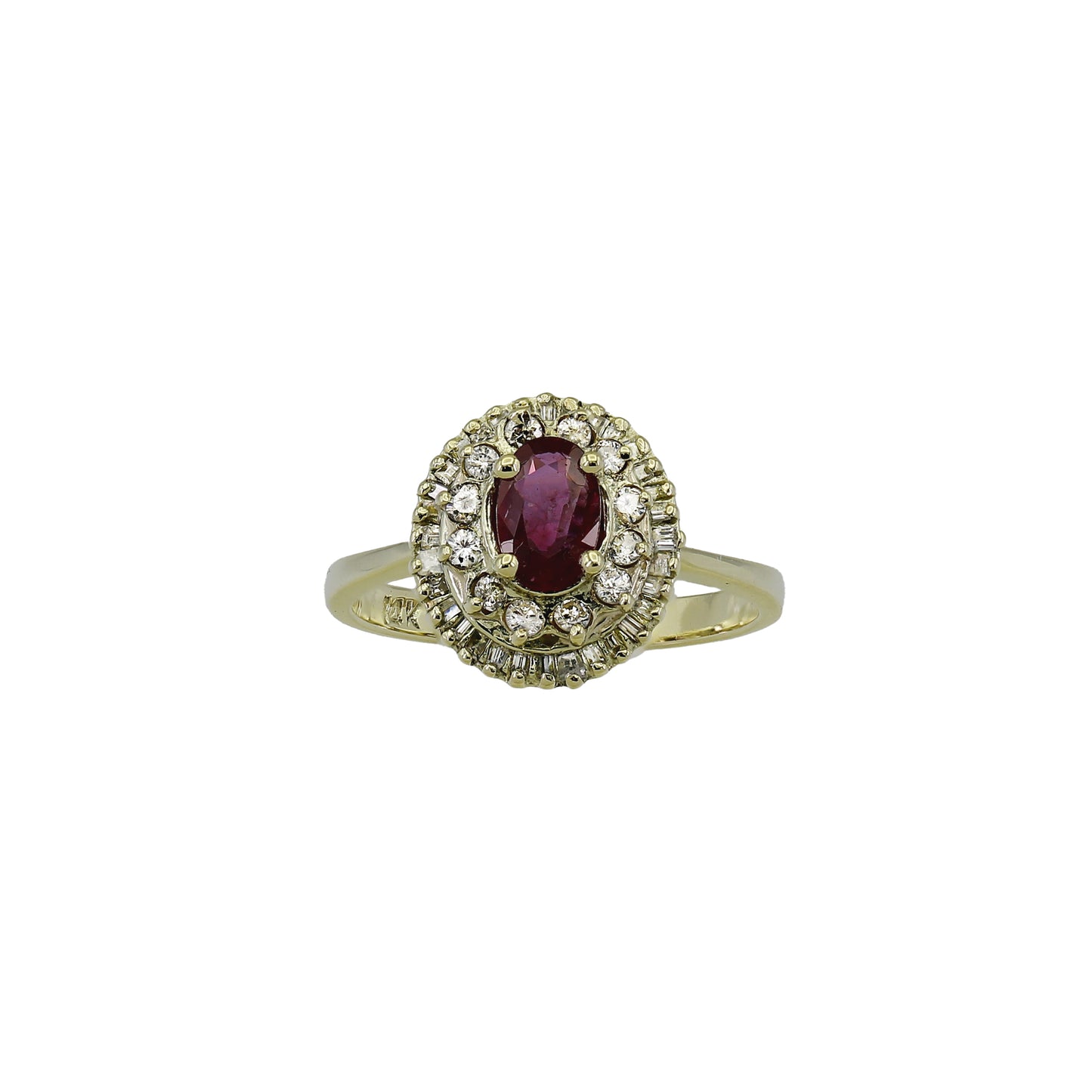 14k Yellow Gold Diamond & Oval-Cut Ruby Cocktail Ring