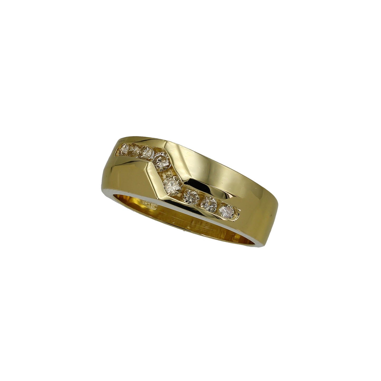 14k Yellow Gold Channel-Set Diamond Wedding Band