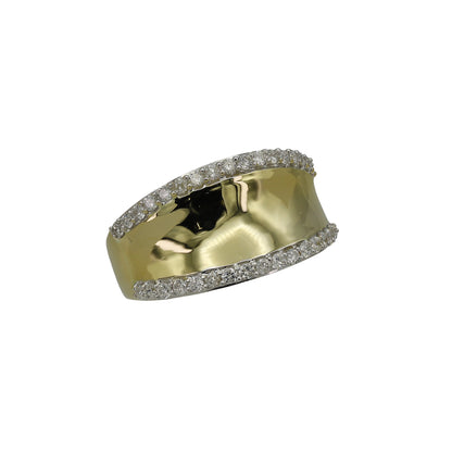 14k Yellow Gold Polished Concave Diamond Ring