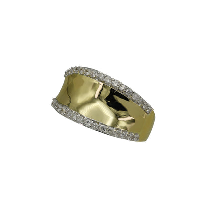 14k Yellow Gold Polished Concave Diamond Ring