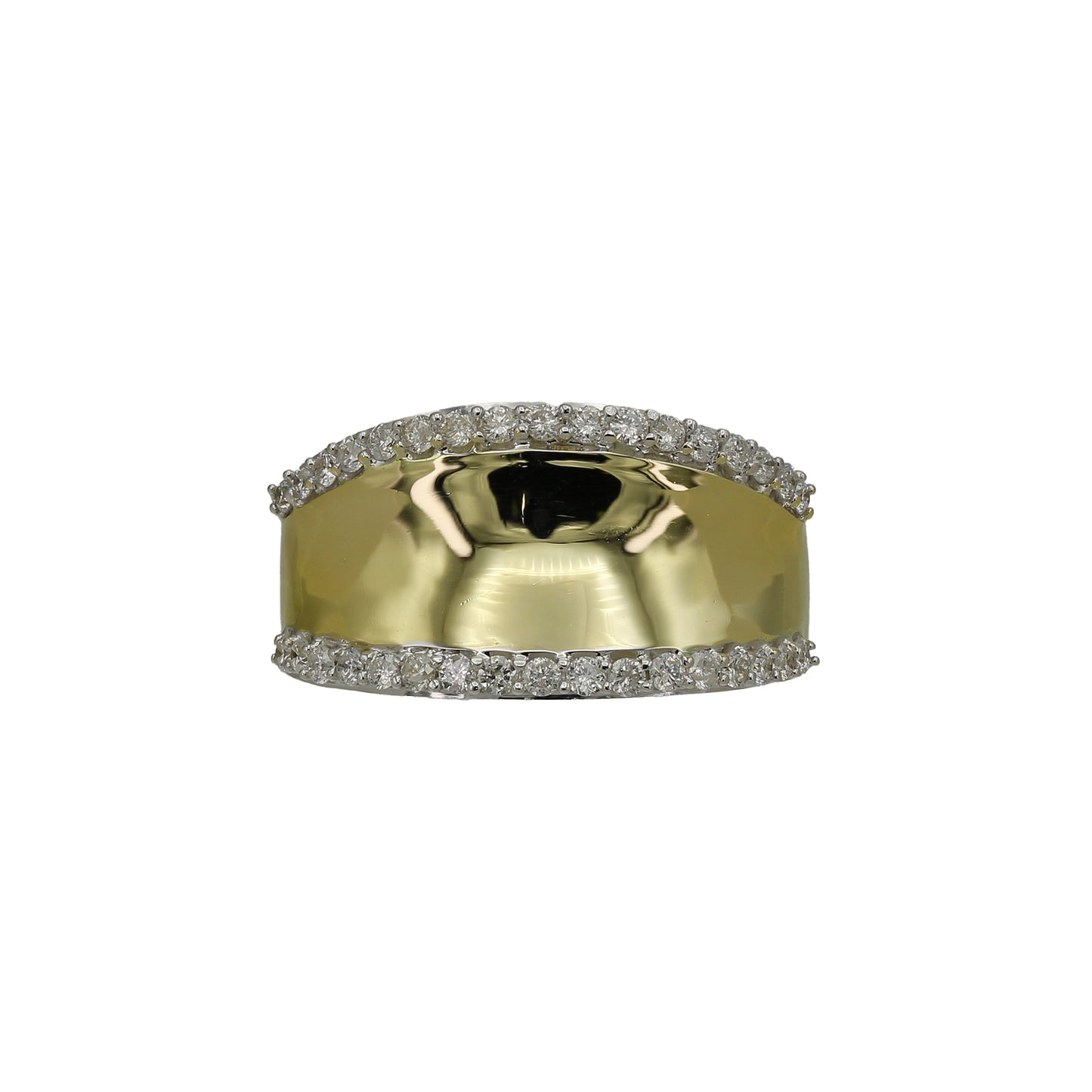 14k Yellow Gold Polished Concave Diamond Ring