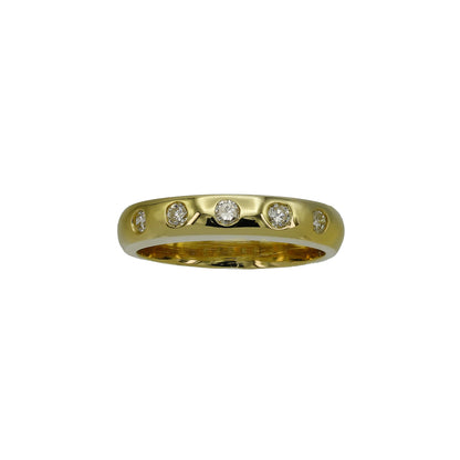 18k Yellow Gold Burnished Diamond Wedding Band