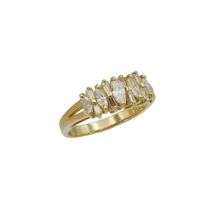 14k Yellow Gold Marquise & Baguette Diamond Ring