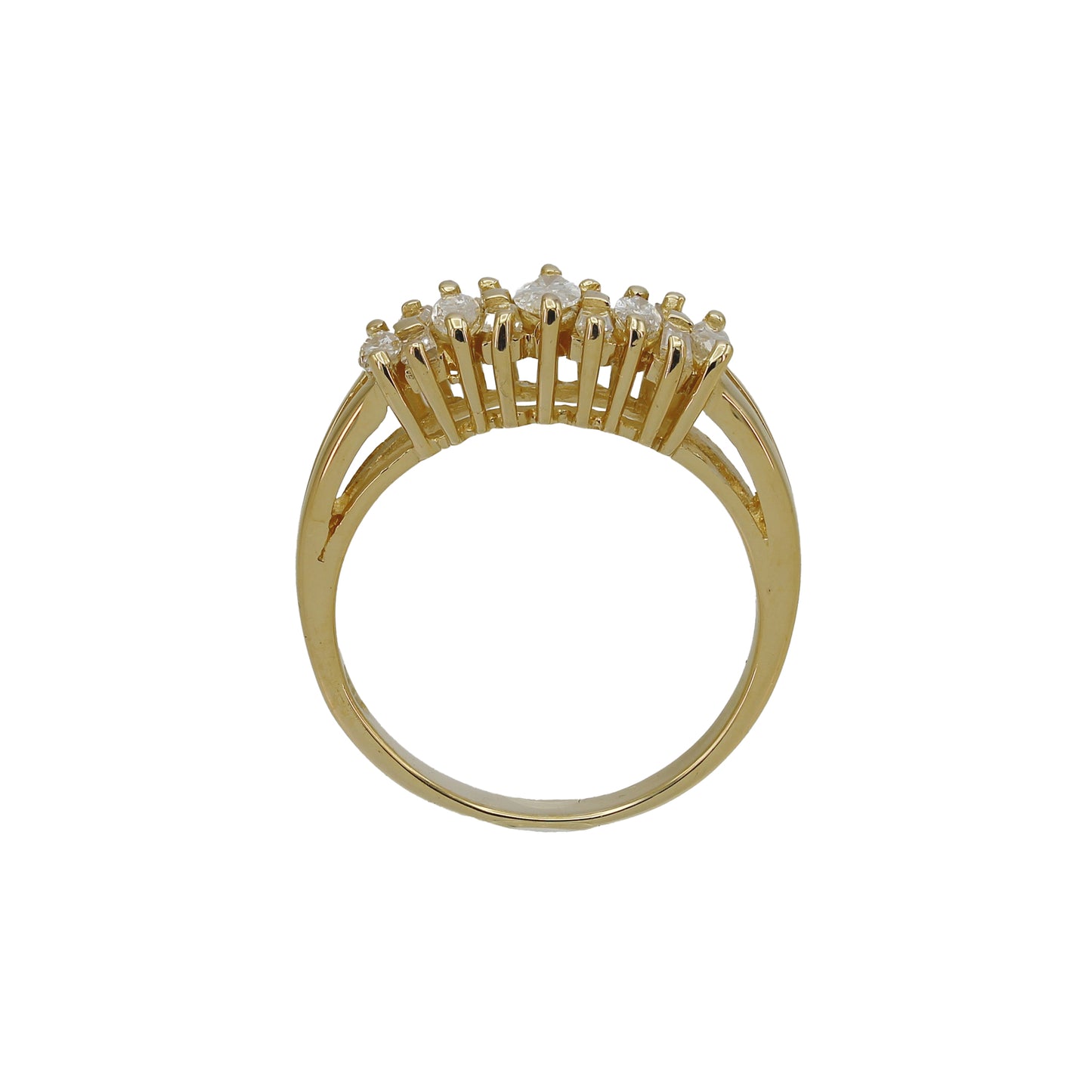 14k Yellow Gold Marquise & Baguette Diamond Ring