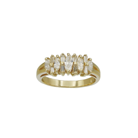 14k Yellow Gold Marquise & Baguette Diamond Ring