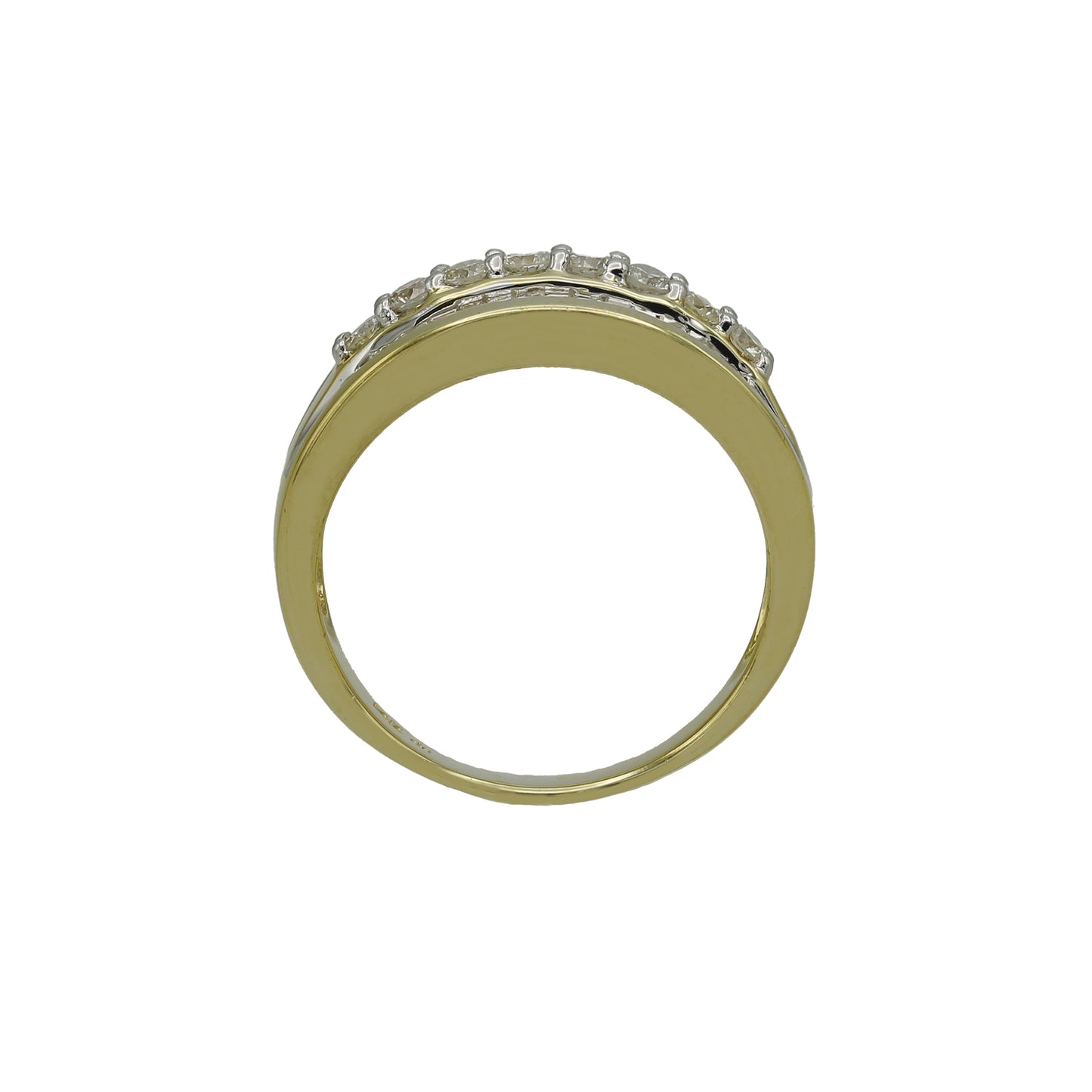 14k Yellow Gold Round & Baguette Diamond Band Style Ring