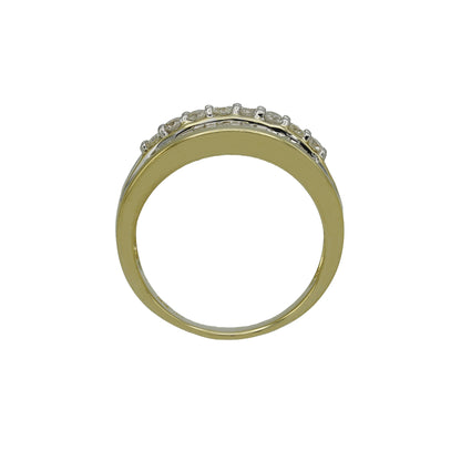 14k Yellow Gold Round & Baguette Diamond Band Style Ring