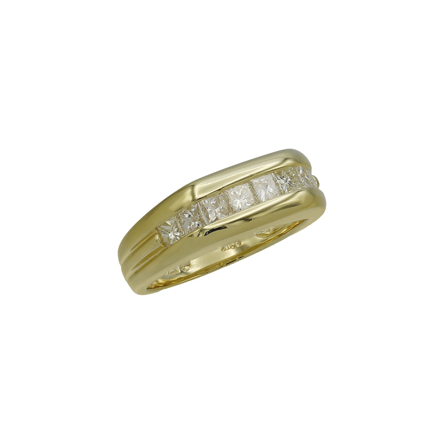 14k Yellow Gold Channel-Set Princess-Cut Diamond Wedding Band