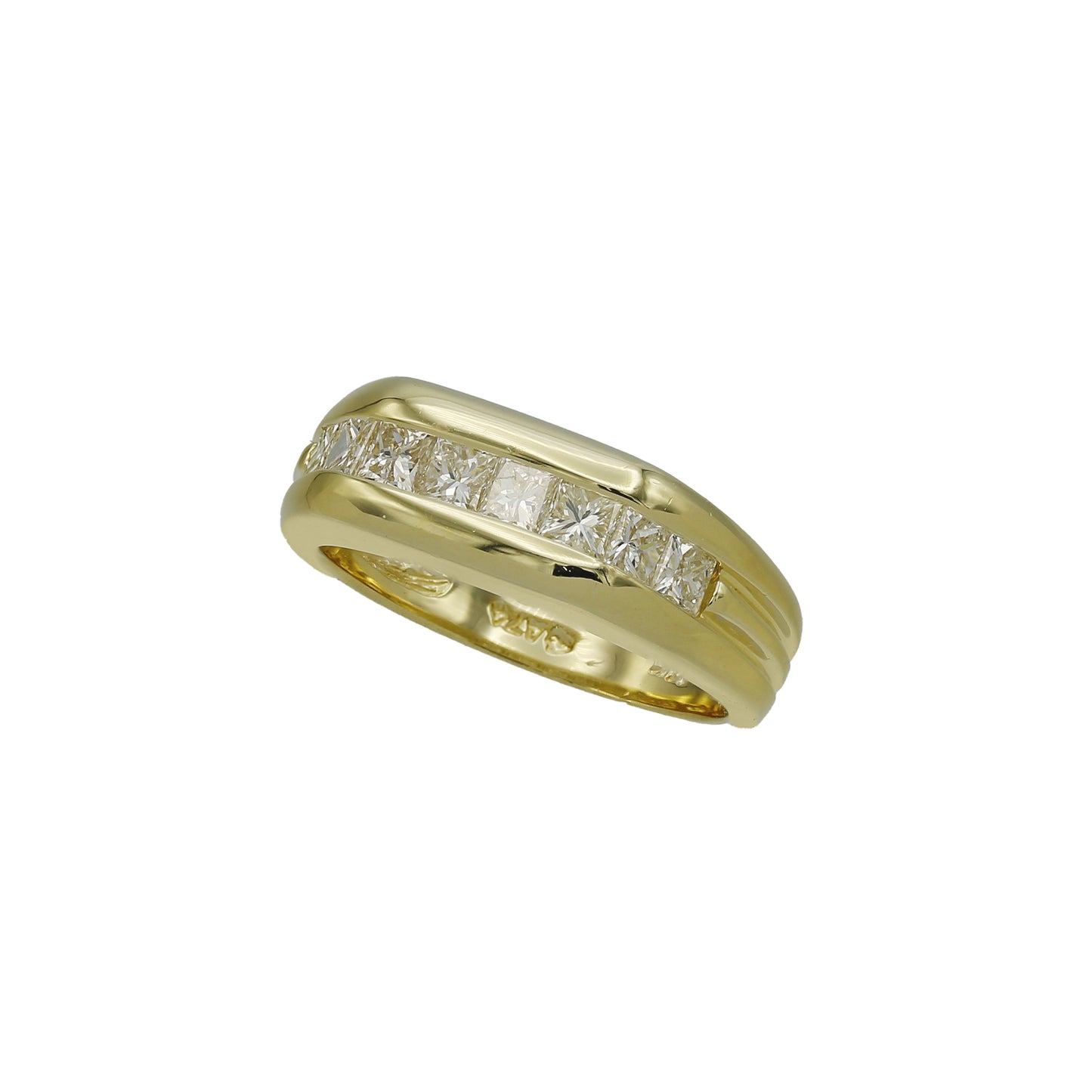 14k Yellow Gold Channel-Set Princess-Cut Diamond Wedding Band