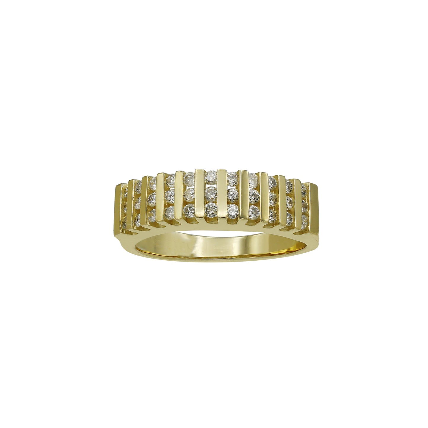 14k Yellow Gold 11-Row Channel-Set Round-Cut Diamond Wedding Band