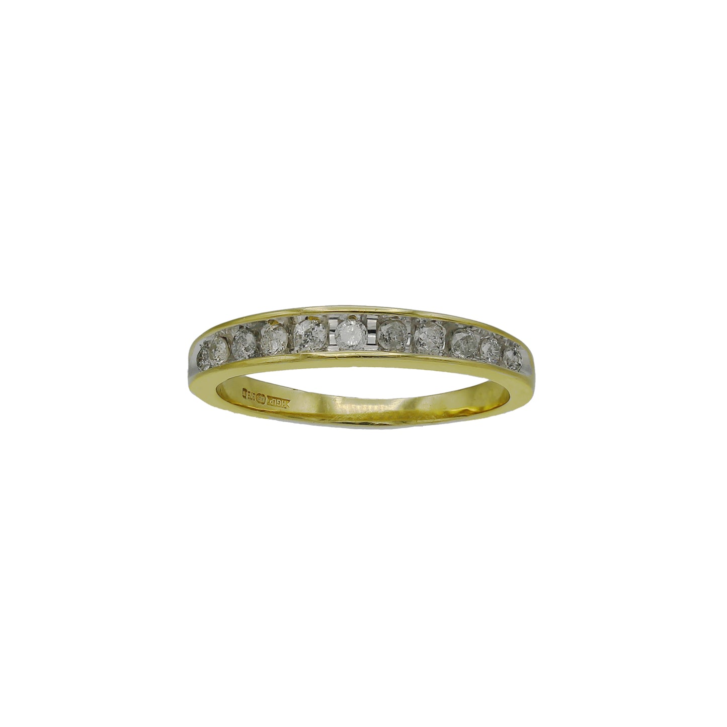 9k Yellow Gold Round-Cut Channel-Set Diamond Wedding Band