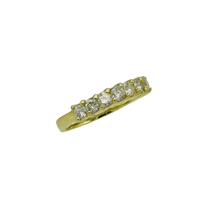 18k Yellow Gold 7-Stone Round-Cut Diamond Wedding Band