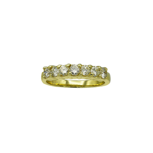 18k Yellow Gold 7-Stone Round-Cut Diamond Wedding Band