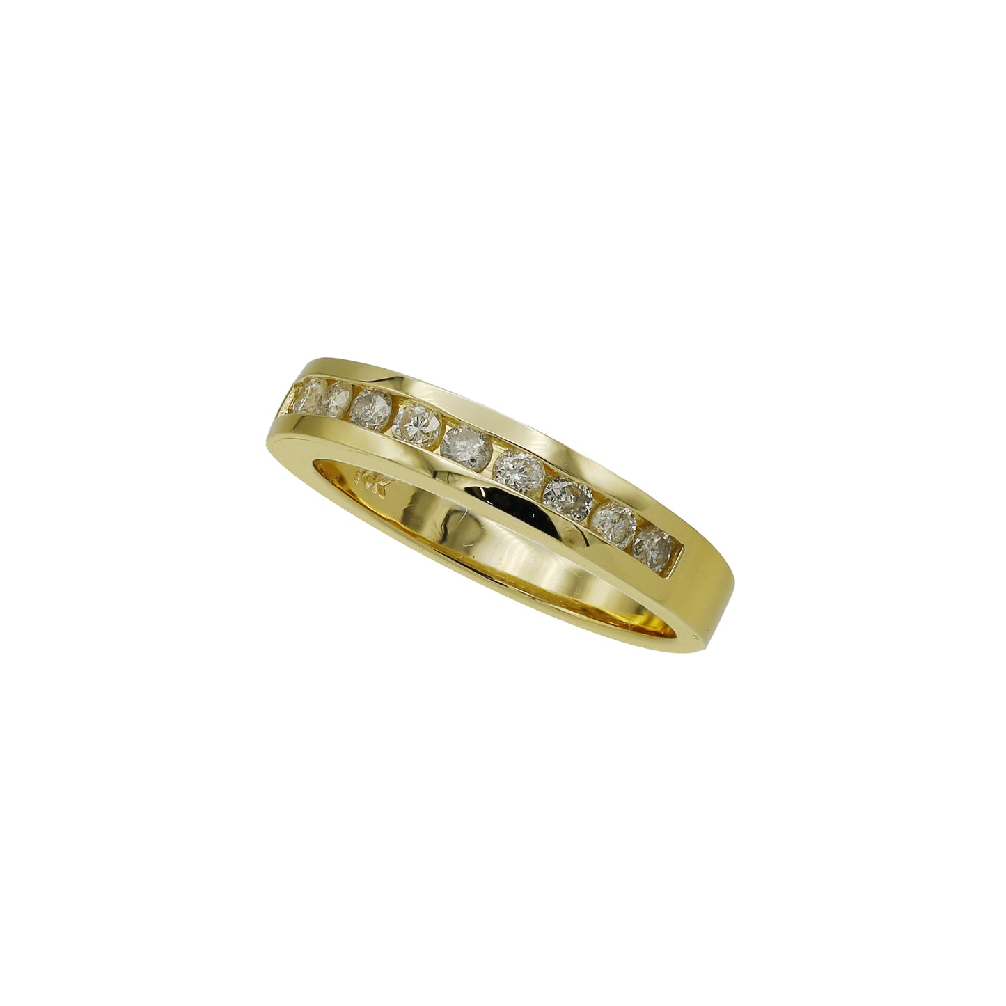 14k Yellow Gold Round-Cut Channel-Set Diamond Wedding Band