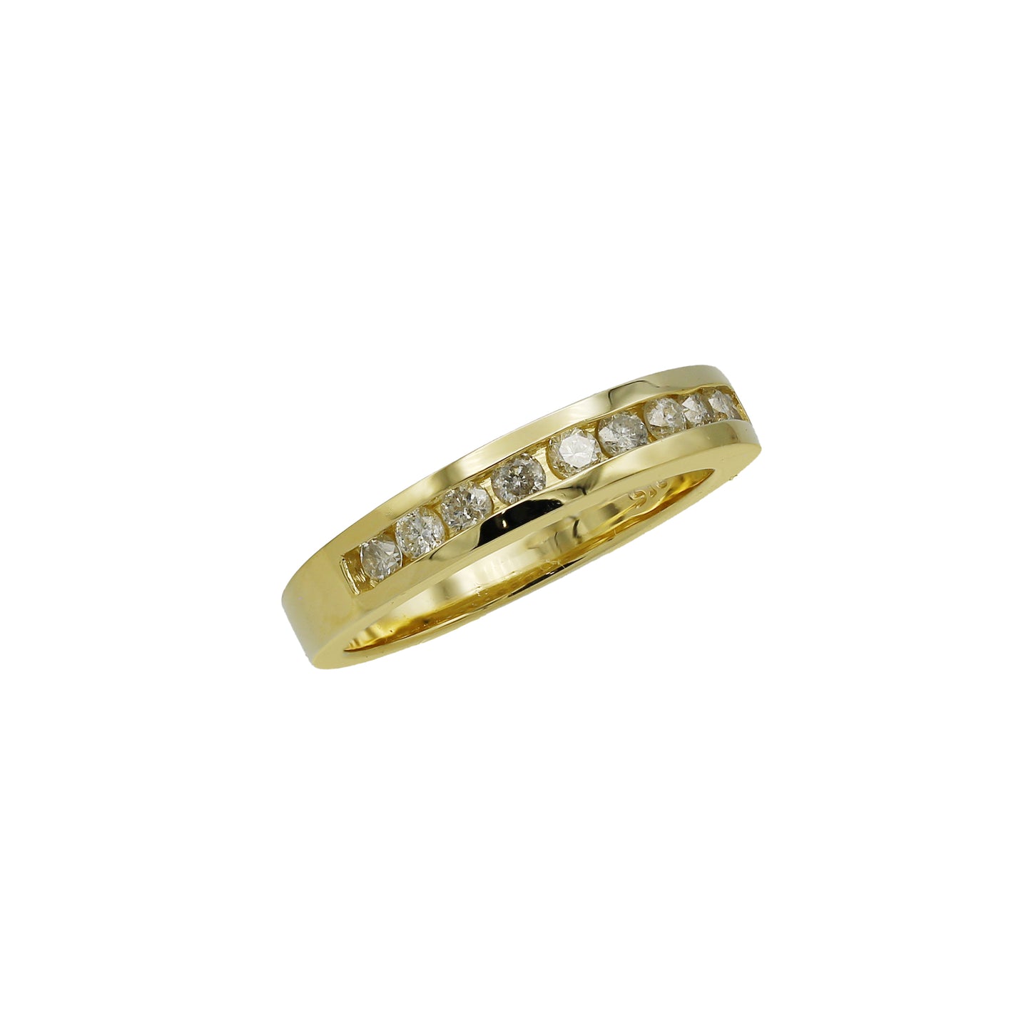 14k Yellow Gold Round-Cut Channel-Set Diamond Wedding Band