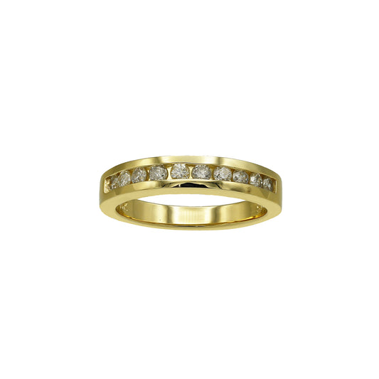 14k Yellow Gold Round-Cut Channel-Set Diamond Wedding Band