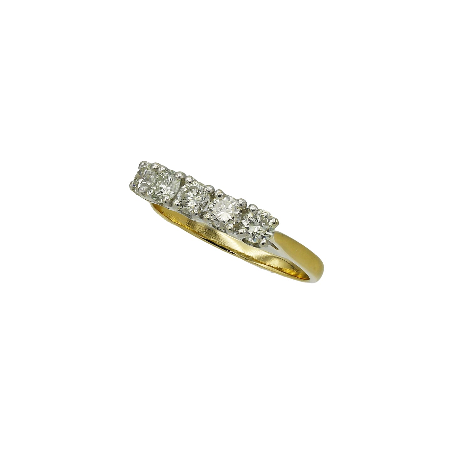 14k Two-Tone Gold 5 Stone Round-Cut Raised Diamond Wedding Band