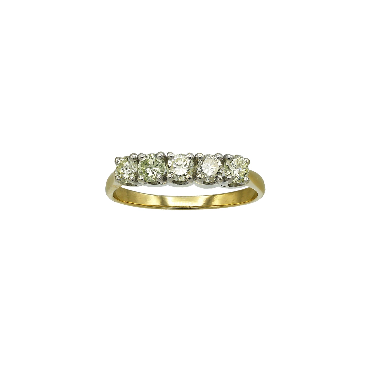 14k Two-Tone Gold 5 Stone Round-Cut Raised Diamond Wedding Band