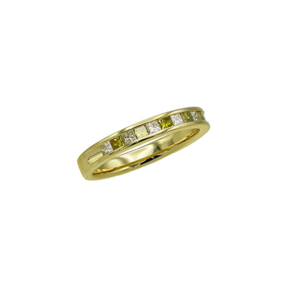 14k Yellow Gold Princess-Cut Channel-Set Diamond & Citrine Quartz Wedding Band