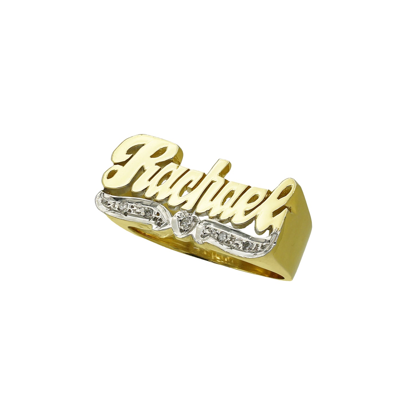 14k Yellow Gold Diamond "Rachael" Name Ring