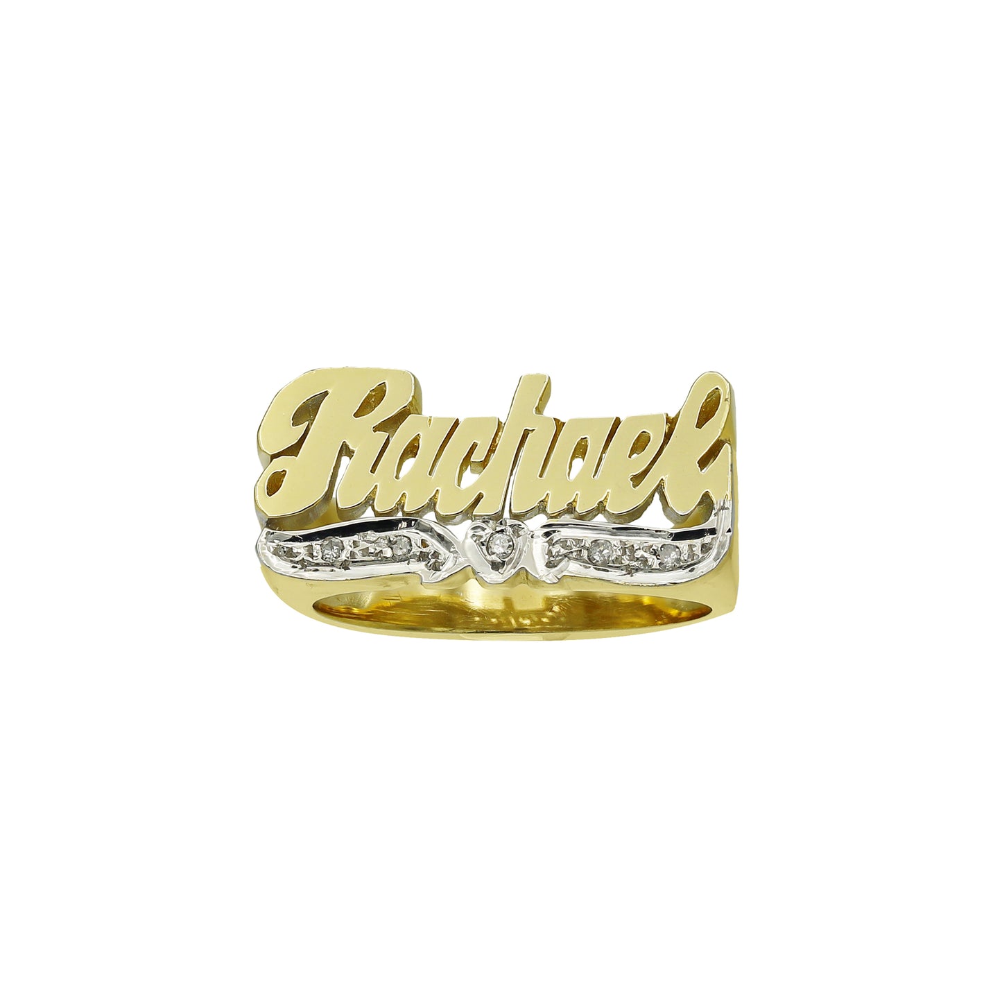 14k Yellow Gold Diamond "Rachael" Name Ring